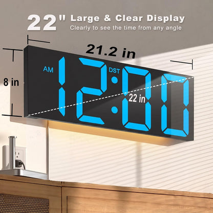 Digital Wall Clock with Big LED Numbers for Classroom, Wall Clock with 8 RGB Colors for Senior, Digital Clock with Auto DST, Night Light for Bedroom (Black)