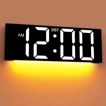 Digital Wall Clock with Big LED Numbers for Classroom, Wall Clock with 8 RGB Colors for Senior, Digital Clock with Auto DST, Night Light for Bedroom (Black)