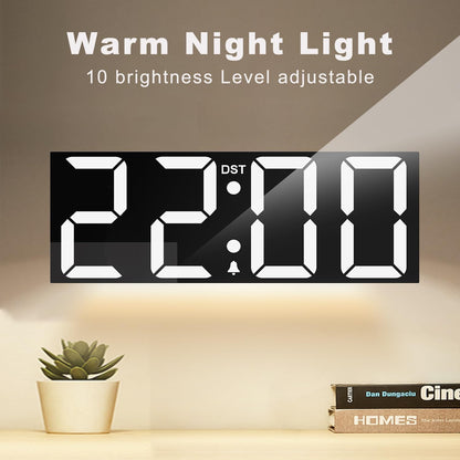 Digital Wall Clock with Big LED Numbers for Classroom, Wall Clock with 8 RGB Colors for Senior, Digital Clock with Auto DST, Night Light for Bedroom (Black)