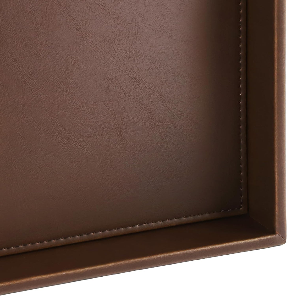 Faux Leather Vanity Tray, Elegant Desktop Storage Organizer, Decorative Catchall for Perfume, Bathroom Valet, Nightstand or Dresser, Black, 10.2 x 8.4 x 1.8 Inches