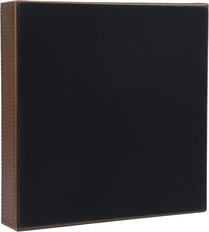 Faux Leather Vanity Tray, Elegant Desktop Storage Organizer, Decorative Catchall for Perfume, Bathroom Valet, Nightstand or Dresser, Black, 10.2 x 8.4 x 1.8 Inches