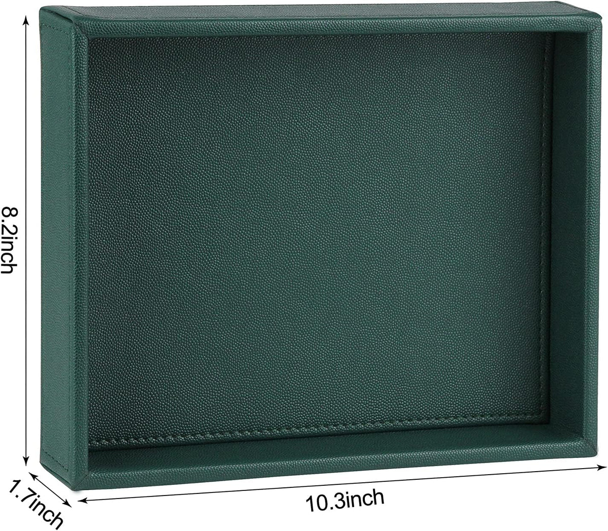 Faux Leather Vanity Tray, Elegant Desktop Storage Organizer, Decorative Catchall for Perfume, Bathroom Valet, Nightstand or Dresser, Black, 10.2 x 8.4 x 1.8 Inches