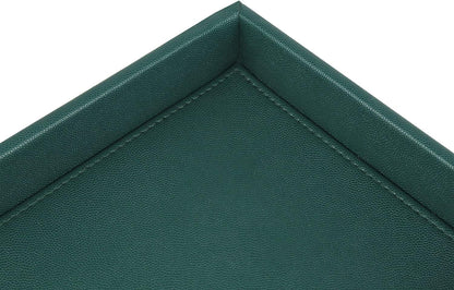 Faux Leather Vanity Tray, Elegant Desktop Storage Organizer, Decorative Catchall for Perfume, Bathroom Valet, Nightstand or Dresser, Black, 10.2 x 8.4 x 1.8 Inches