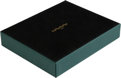 Faux Leather Vanity Tray, Elegant Desktop Storage Organizer, Decorative Catchall for Perfume, Bathroom Valet, Nightstand or Dresser, Black, 10.2 x 8.4 x 1.8 Inches