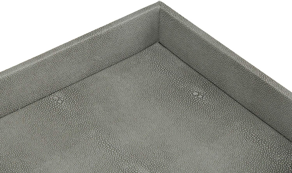 Faux Leather Vanity Tray, Elegant Desktop Storage Organizer, Decorative Catchall for Perfume, Bathroom Valet, Nightstand or Dresser, Black, 10.2 x 8.4 x 1.8 Inches