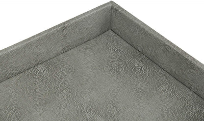 Faux Leather Vanity Tray, Elegant Desktop Storage Organizer, Decorative Catchall for Perfume, Bathroom Valet, Nightstand or Dresser, Black, 10.2 x 8.4 x 1.8 Inches