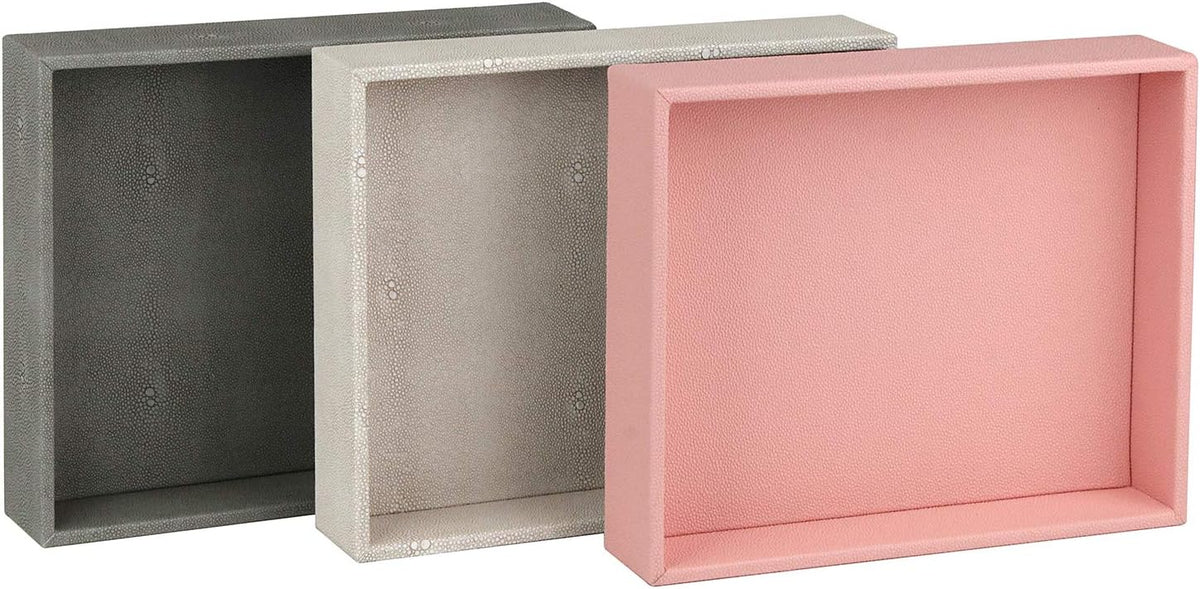Faux Leather Vanity Tray, Elegant Desktop Storage Organizer, Decorative Catchall for Perfume, Bathroom Valet, Nightstand or Dresser, Black, 10.2 x 8.4 x 1.8 Inches