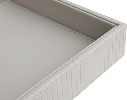 Faux Leather Vanity Tray, Elegant Desktop Storage Organizer, Decorative Catchall for Perfume, Bathroom Valet, Nightstand or Dresser, Black, 10.2 x 8.4 x 1.8 Inches