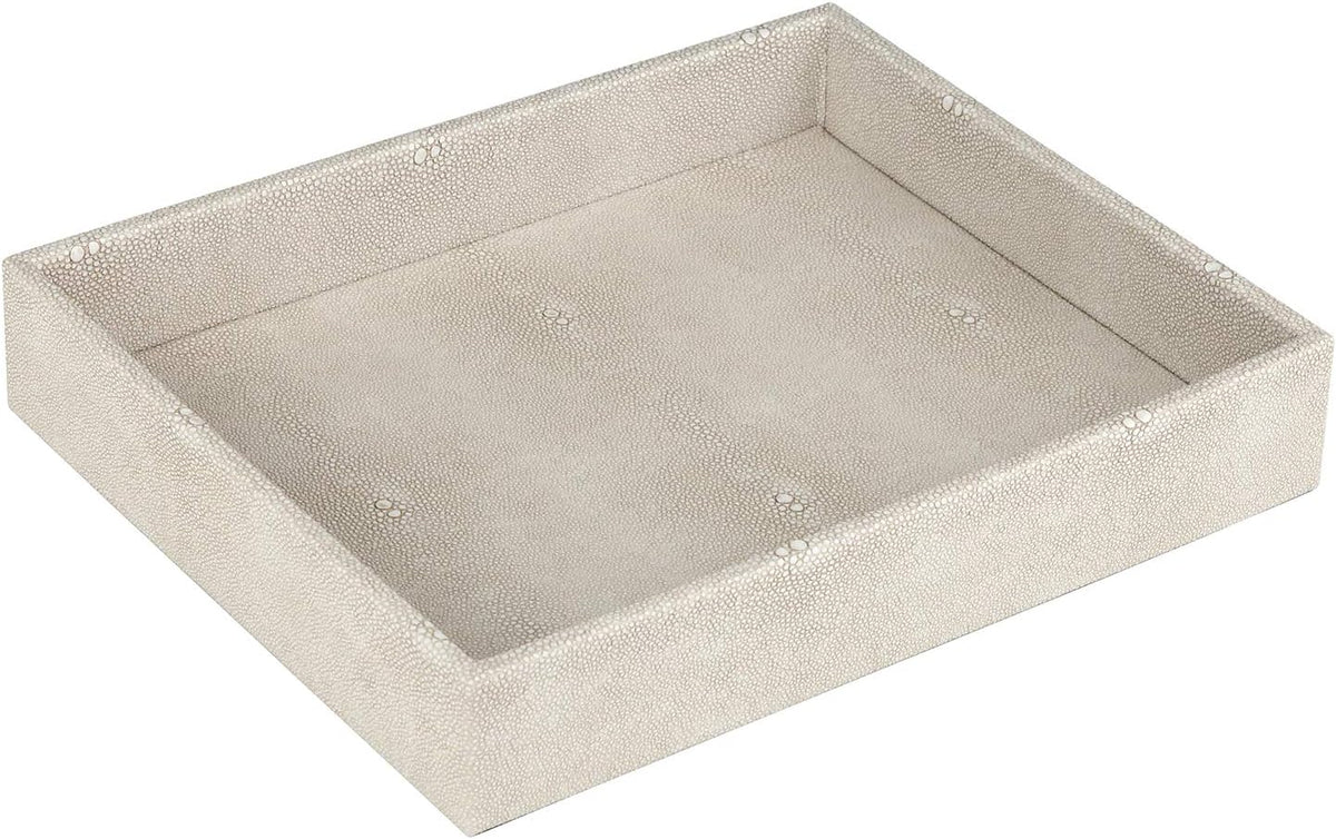 Faux Leather Vanity Tray, Elegant Desktop Storage Organizer, Decorative Catchall for Perfume, Bathroom Valet, Nightstand or Dresser, Black, 10.2 x 8.4 x 1.8 Inches
