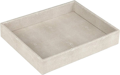 Faux Leather Vanity Tray, Elegant Desktop Storage Organizer, Decorative Catchall for Perfume, Bathroom Valet, Nightstand or Dresser, Black, 10.2 x 8.4 x 1.8 Inches