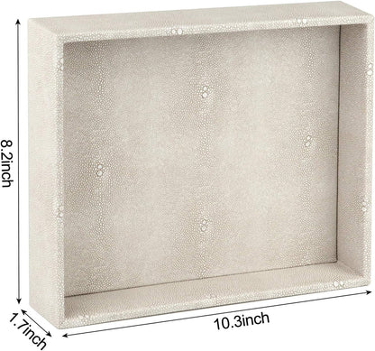 Faux Leather Vanity Tray, Elegant Desktop Storage Organizer, Decorative Catchall for Perfume, Bathroom Valet, Nightstand or Dresser, Black, 10.2 x 8.4 x 1.8 Inches