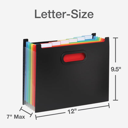 Pendaflex Portable Desktop File, Document Holder for Home and Office, Plastic Organizer Box, Side Handles, Hanging File Folders, Tabs & Inserts, Letter Size, 9-1/2 x 12-3/16 x 6 Inches, Black (23013)