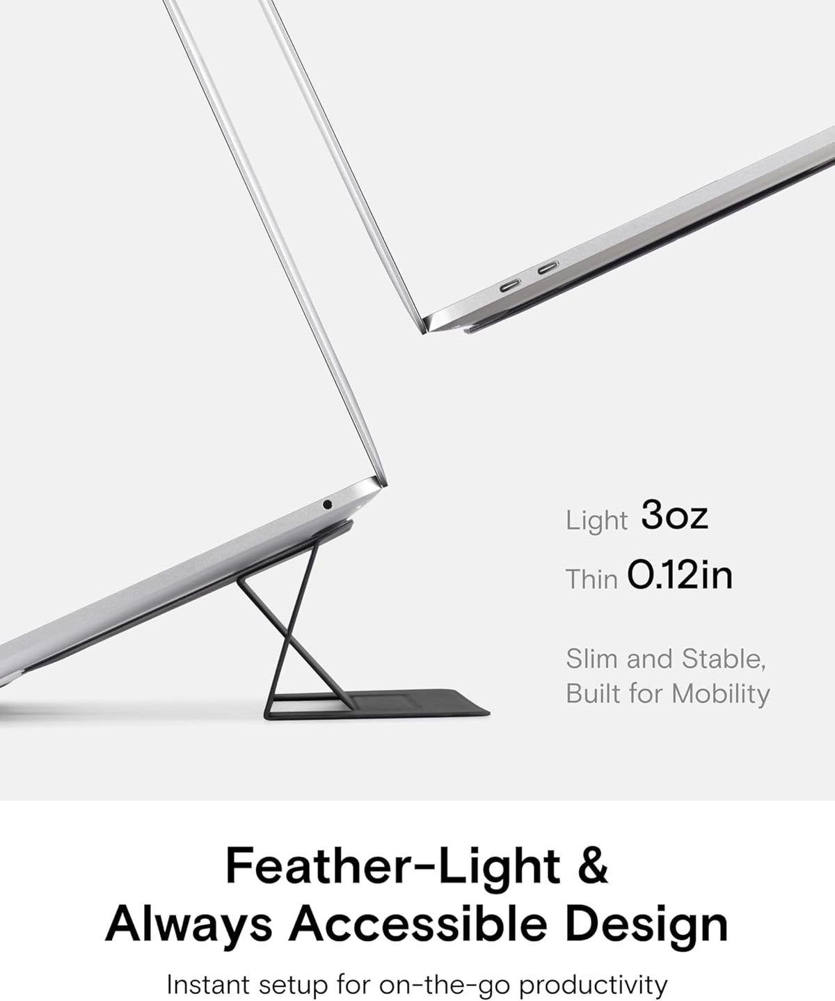 Invisible Laptop Stand, Stick-On Portable Laptop Riser for Mobile Work