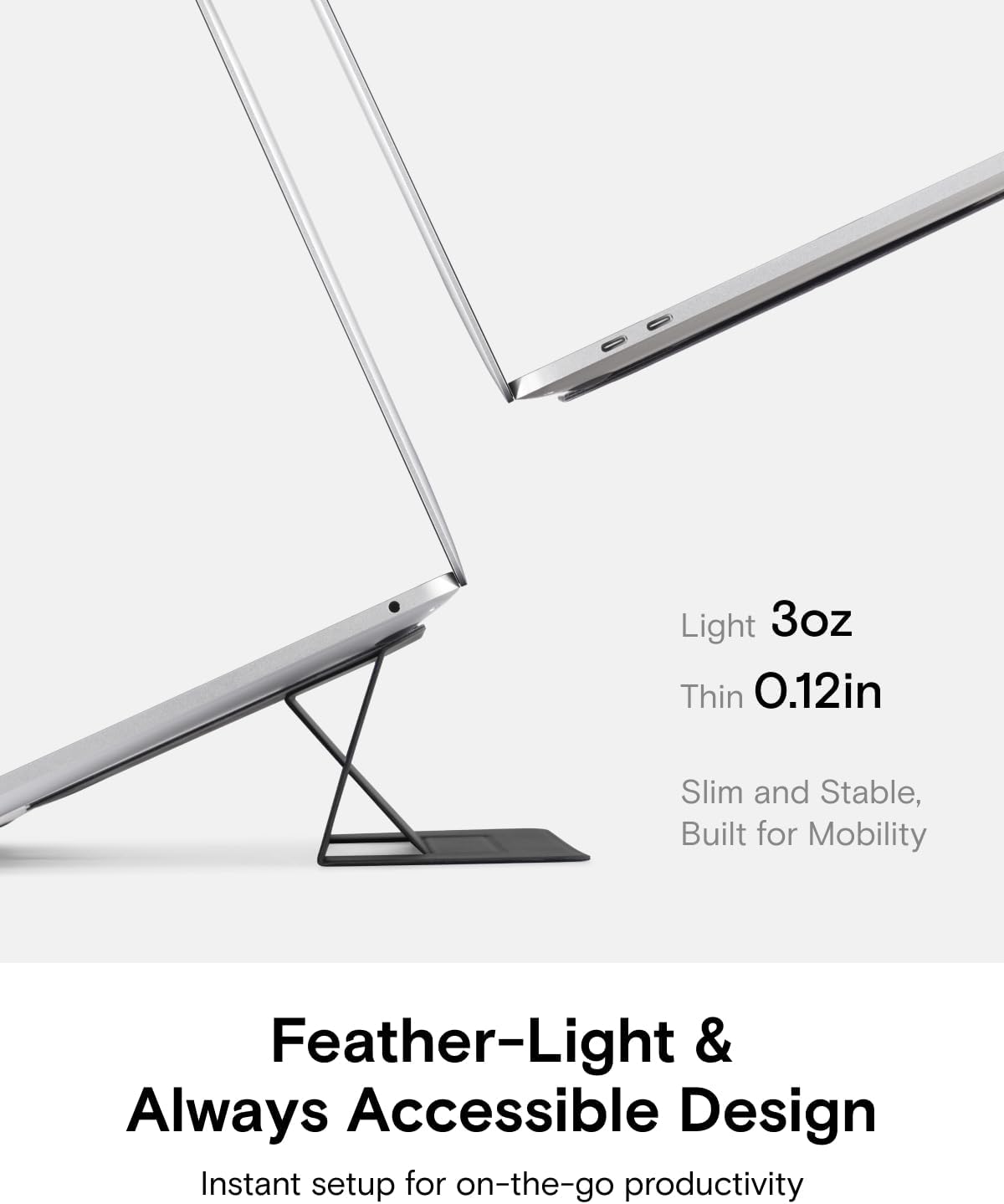 Invisible Laptop Stand, Stick-On Portable Laptop Riser for Mobile Work