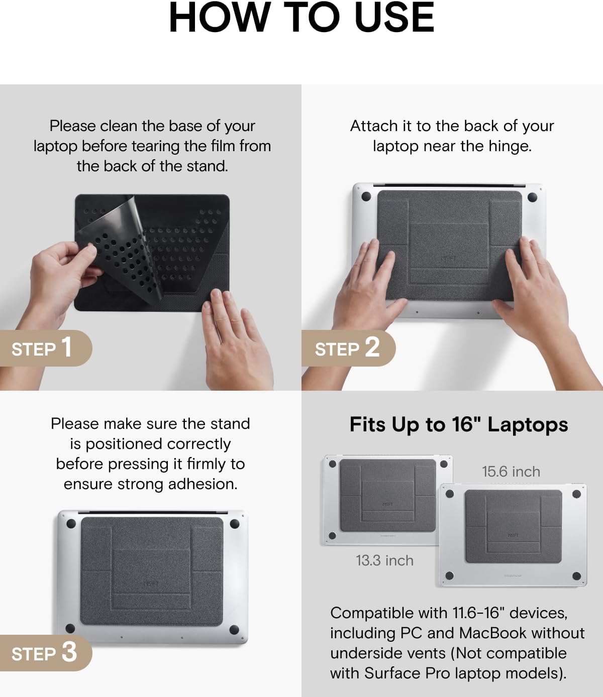 Invisible Laptop Stand, Stick-On Portable Laptop Riser for Mobile Work