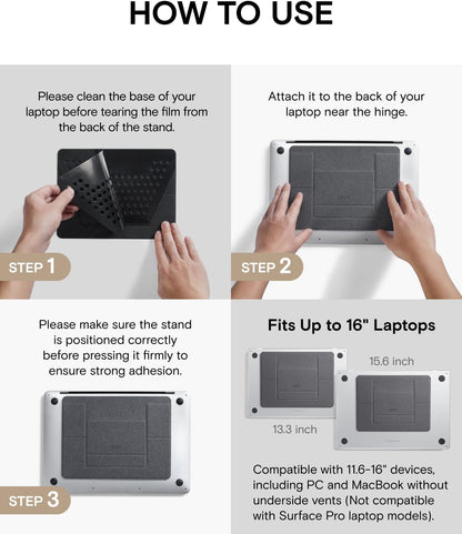 Invisible Laptop Stand, Stick-On Portable Laptop Riser for Mobile Work