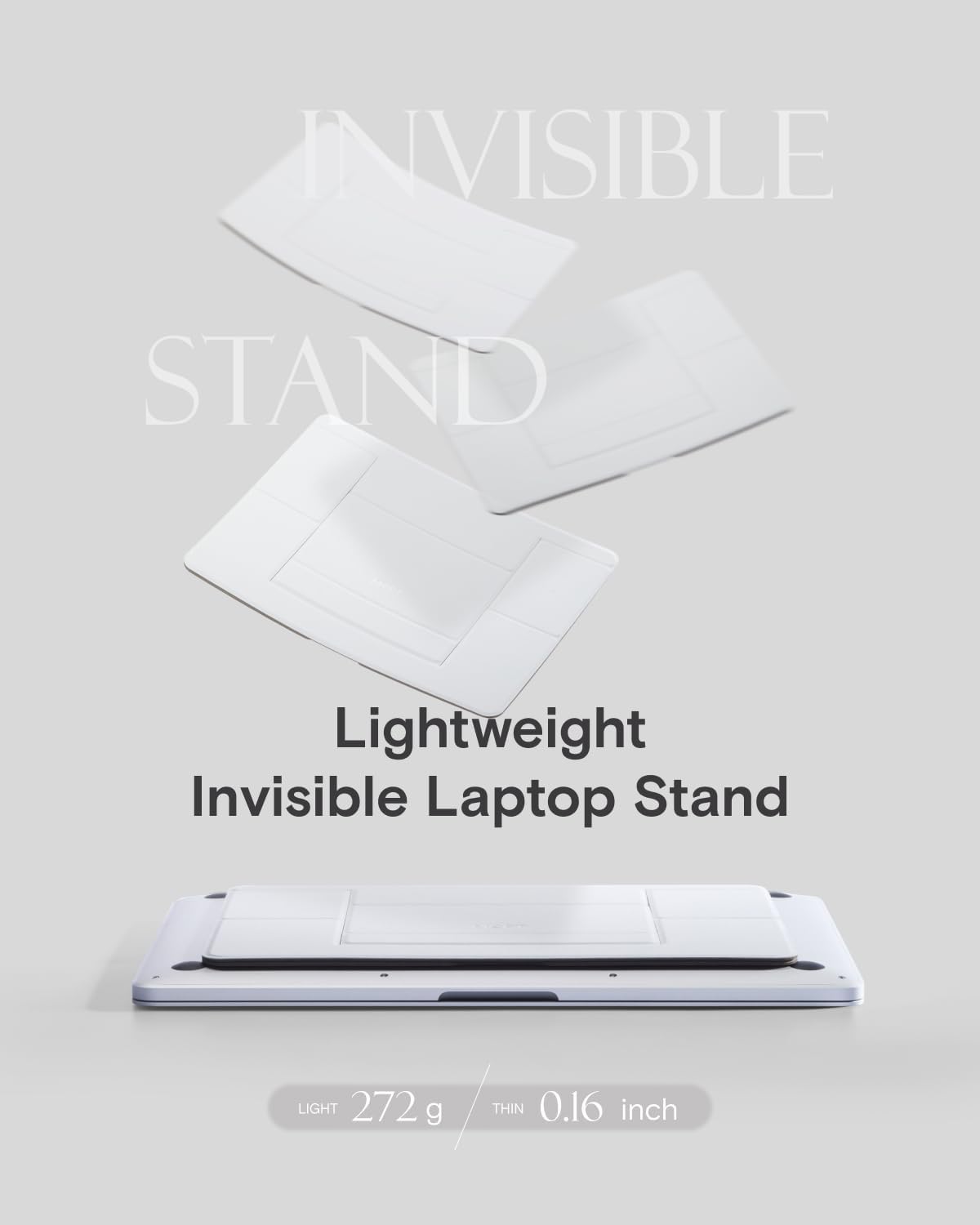 Invisible Laptop Stand, Stick-On Portable Laptop Riser for Mobile Work