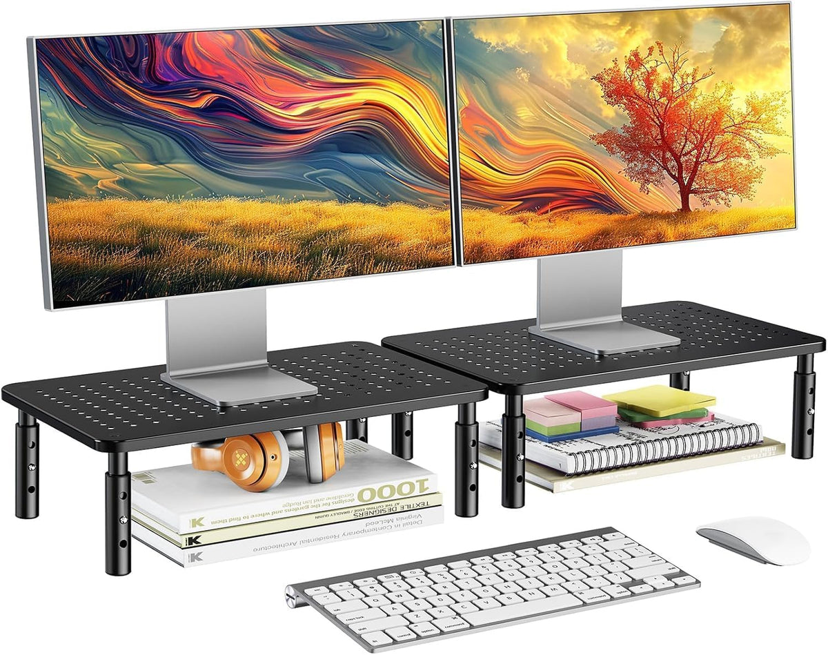 Computer Monitor Stand for Desk, Adjustable Laptop Riser, 2 Pack