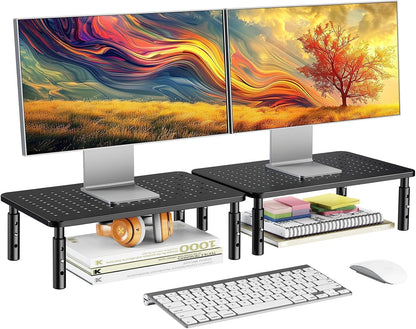 Computer Monitor Stand for Desk, Adjustable Laptop Riser, 2 Pack