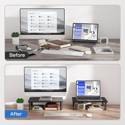 Computer Monitor Stand for Desk, Adjustable Laptop Riser, 2 Pack