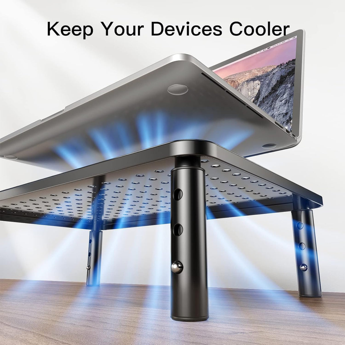 Computer Monitor Stand for Desk, Adjustable Laptop Riser, 2 Pack