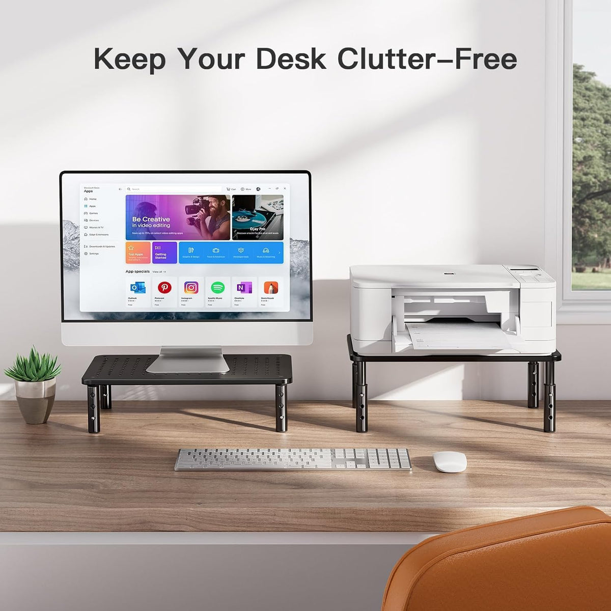 Computer Monitor Stand for Desk, Adjustable Laptop Riser, 2 Pack