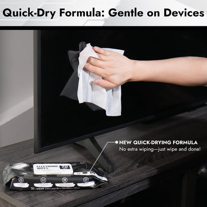 Electronic Wipes Screen Cleaner 70 Count, XL 8x10 Inch