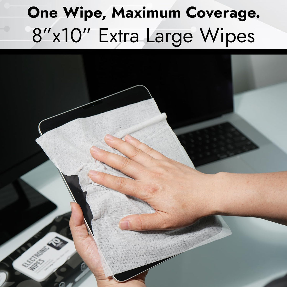 Electronic Wipes Screen Cleaner 70 Count, XL 8x10 Inch