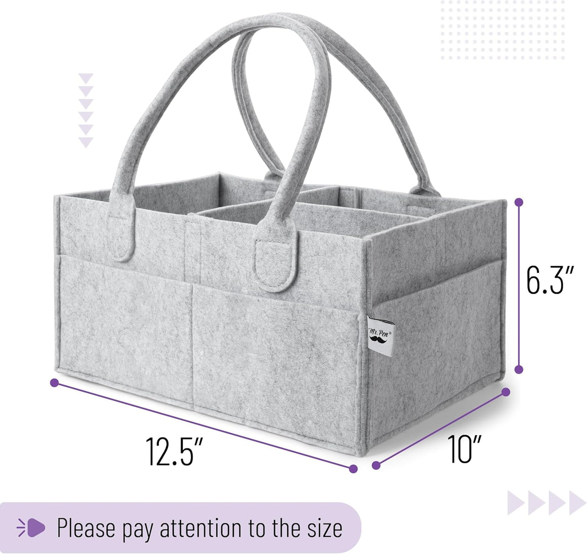 Baby Diaper Caddy Organizer, Gray, Medium