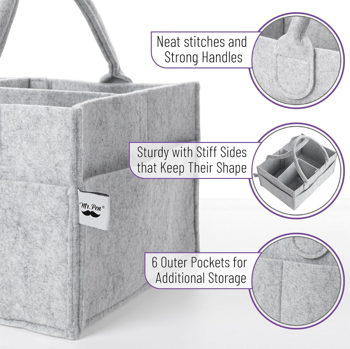 Baby Diaper Caddy Organizer, Gray, Medium