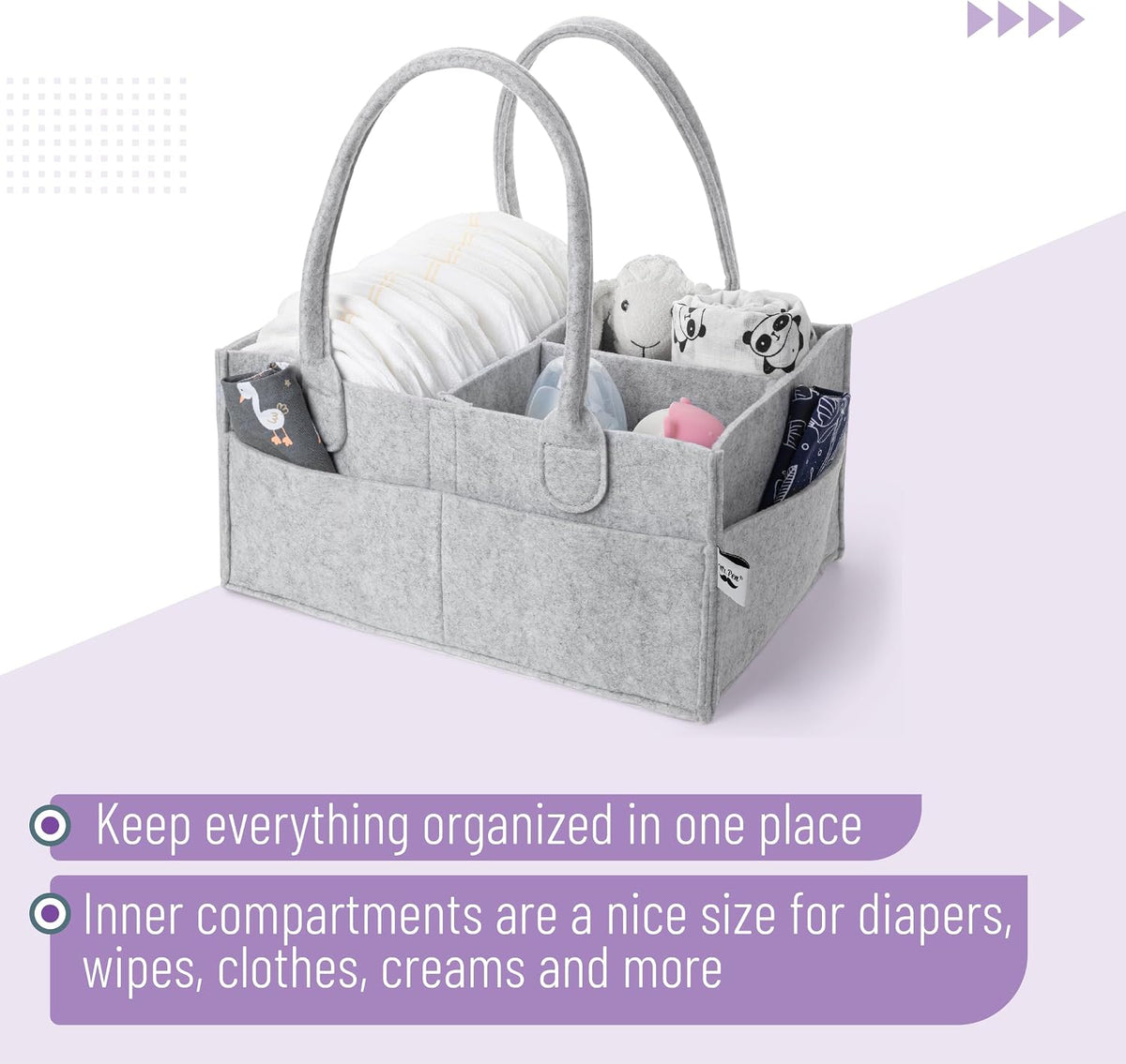 Baby Diaper Caddy Organizer, Gray, Medium