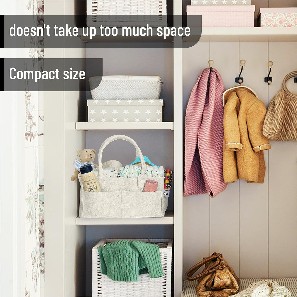 Baby Diaper Caddy Organizer, Gray, Medium