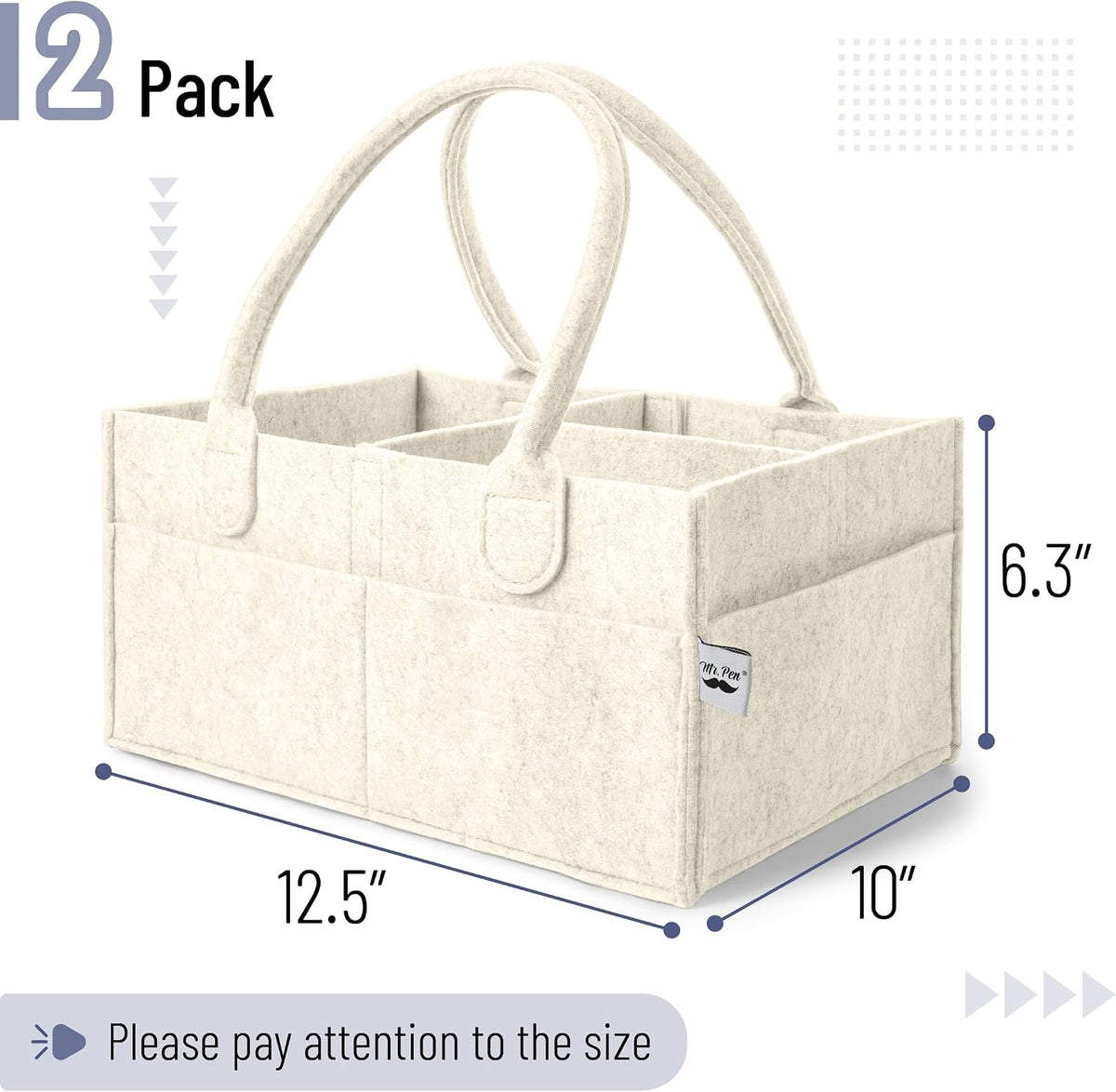 Baby Diaper Caddy Organizer, Gray, Medium