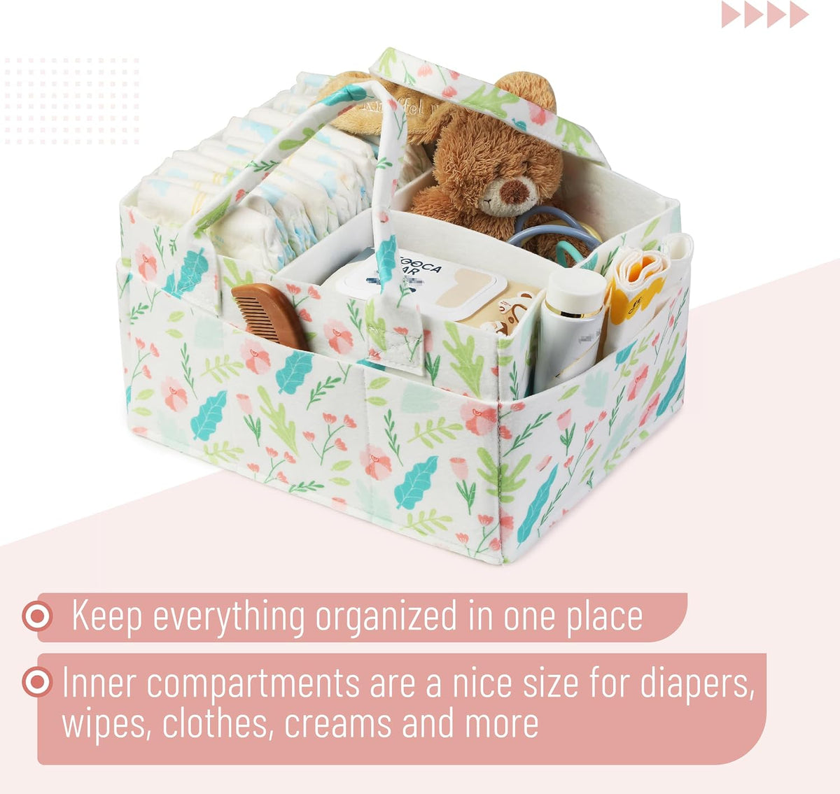 Baby Diaper Caddy Organizer, Gray, Medium