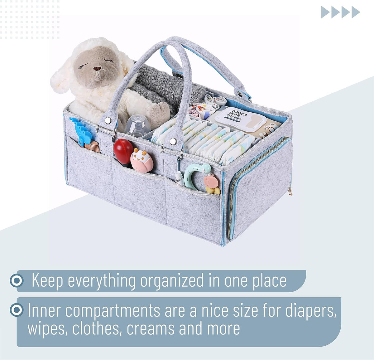 Baby Diaper Caddy Organizer, Gray, Medium