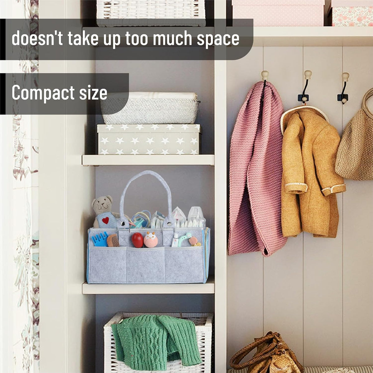Baby Diaper Caddy Organizer, Gray, Medium