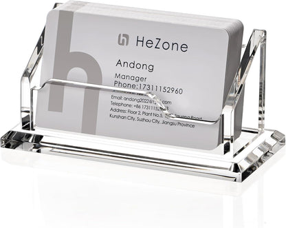 Acrylic Card Holder Clear Horizontal Business Card Organizer Stand for Desk 1 Slots Business Cards Stand for Women and Men,Office Desk Accessories,Organize 50 Cards-1 Pack