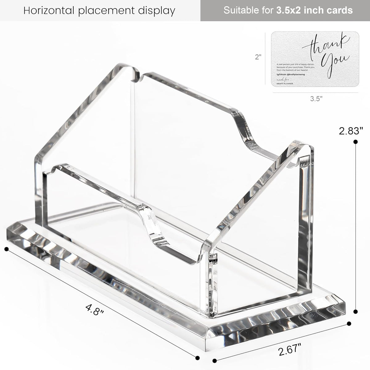 Acrylic Card Holder Clear Horizontal Business Card Organizer Stand for Desk 1 Slots Business Cards Stand for Women and Men,Office Desk Accessories,Organize 50 Cards-1 Pack