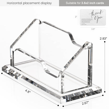 Acrylic Card Holder Clear Horizontal Business Card Organizer Stand for Desk 1 Slots Business Cards Stand for Women and Men,Office Desk Accessories,Organize 50 Cards-1 Pack