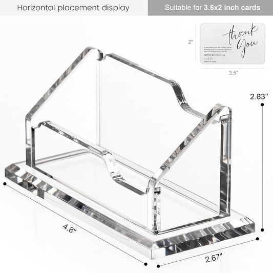 Acrylic Card Holder Clear Horizontal Business Card Organizer Stand for Desk 1 Slots Business Cards Stand for Women and Men,Office Desk Accessories,Organize 50 Cards-1 Pack