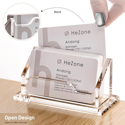 Acrylic Card Holder Clear Horizontal Business Card Organizer Stand for Desk 1 Slots Business Cards Stand for Women and Men,Office Desk Accessories,Organize 50 Cards-1 Pack