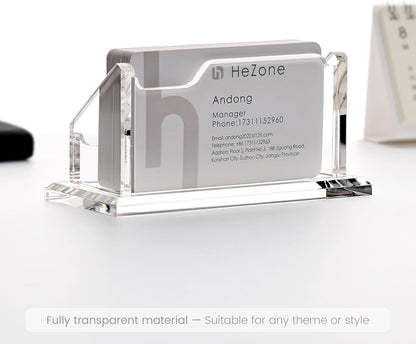 Acrylic Card Holder Clear Horizontal Business Card Organizer Stand for Desk 1 Slots Business Cards Stand for Women and Men,Office Desk Accessories,Organize 50 Cards-1 Pack