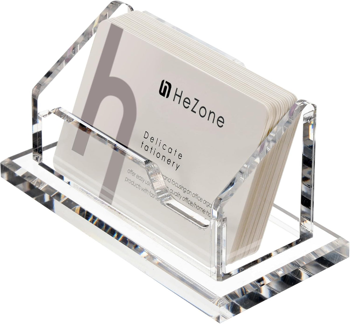 Acrylic Card Holder Clear Horizontal Business Card Organizer Stand for Desk 1 Slots Business Cards Stand for Women and Men,Office Desk Accessories,Organize 50 Cards-1 Pack