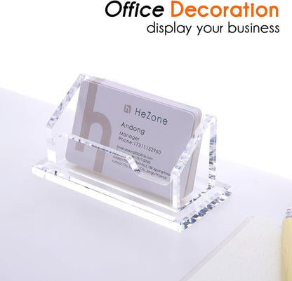 Acrylic Card Holder Clear Horizontal Business Card Organizer Stand for Desk 1 Slots Business Cards Stand for Women and Men,Office Desk Accessories,Organize 50 Cards-1 Pack