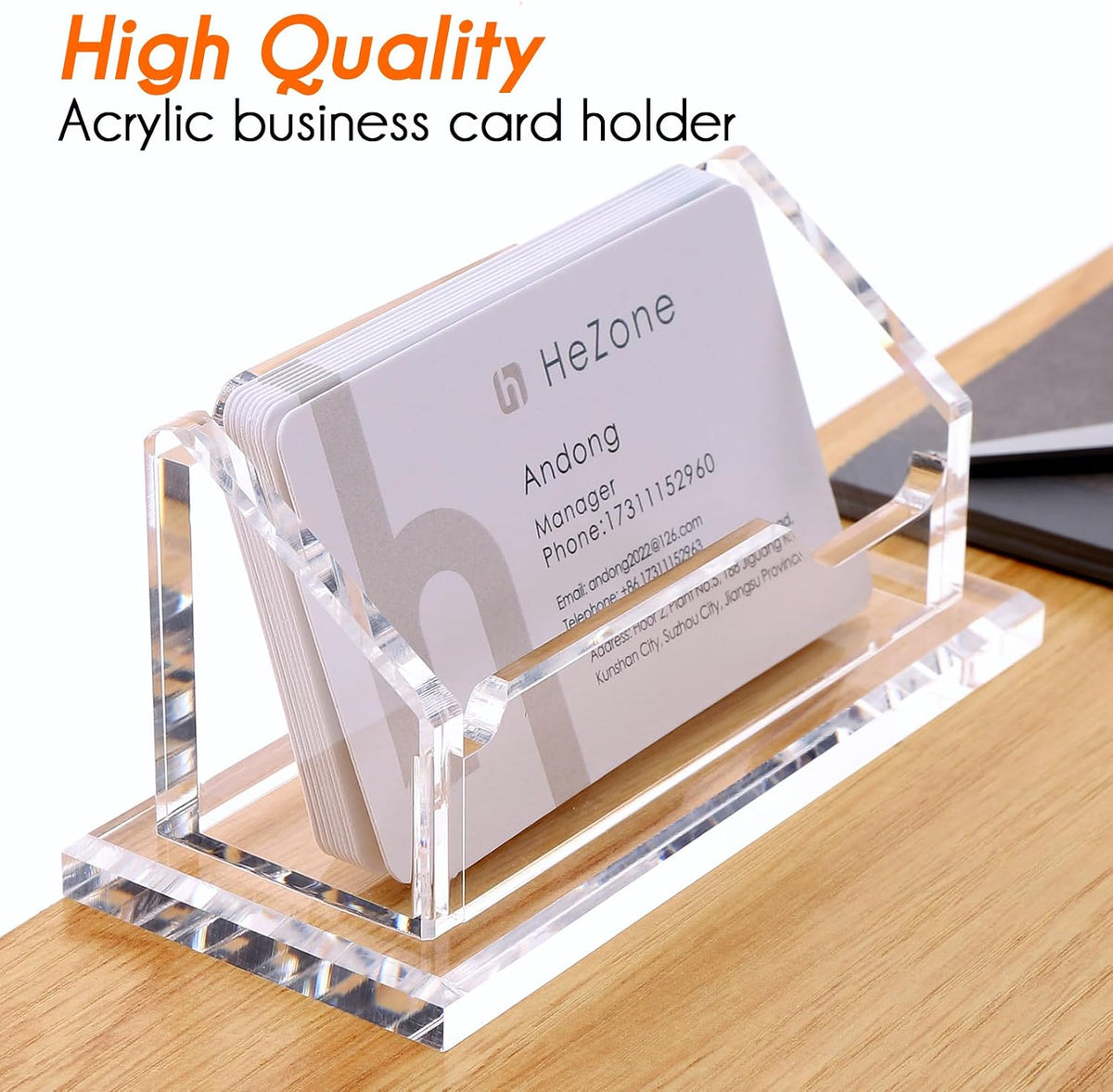 Acrylic Card Holder Clear Horizontal Business Card Organizer Stand for Desk 1 Slots Business Cards Stand for Women and Men,Office Desk Accessories,Organize 50 Cards-1 Pack