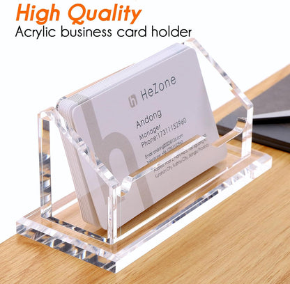 Acrylic Card Holder Clear Horizontal Business Card Organizer Stand for Desk 1 Slots Business Cards Stand for Women and Men,Office Desk Accessories,Organize 50 Cards-1 Pack