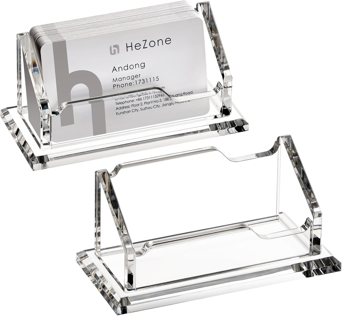 Acrylic Card Holder Clear Horizontal Business Card Organizer Stand for Desk 1 Slots Business Cards Stand for Women and Men,Office Desk Accessories,Organize 50 Cards-1 Pack