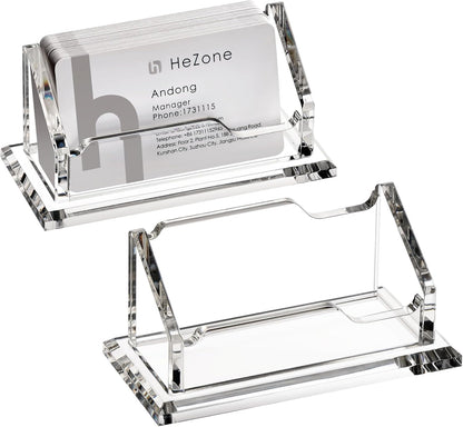 Acrylic Card Holder Clear Horizontal Business Card Organizer Stand for Desk 1 Slots Business Cards Stand for Women and Men,Office Desk Accessories,Organize 50 Cards-1 Pack