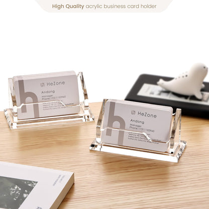 Acrylic Card Holder Clear Horizontal Business Card Organizer Stand for Desk 1 Slots Business Cards Stand for Women and Men,Office Desk Accessories,Organize 50 Cards-1 Pack