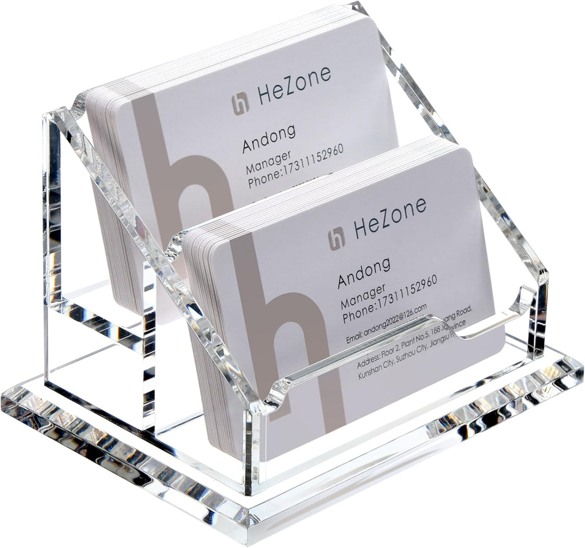 Acrylic Card Holder Clear Horizontal Business Card Organizer Stand for Desk 1 Slots Business Cards Stand for Women and Men,Office Desk Accessories,Organize 50 Cards-1 Pack
